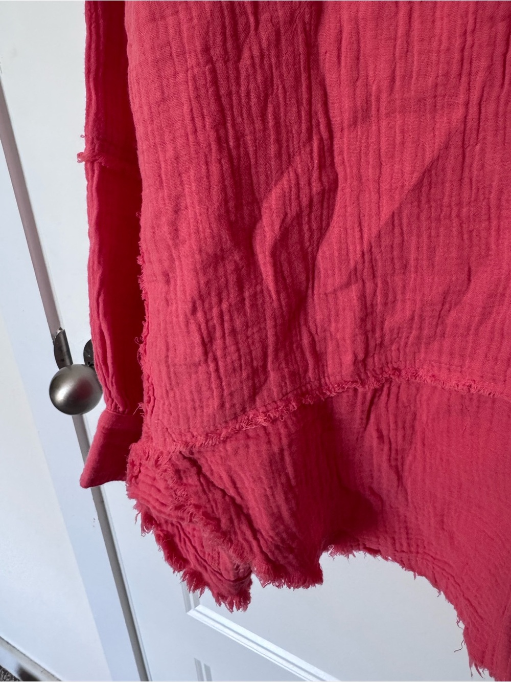 Easel women’s coral pink fringe distressed oversized cotton - Picture 5 of 5